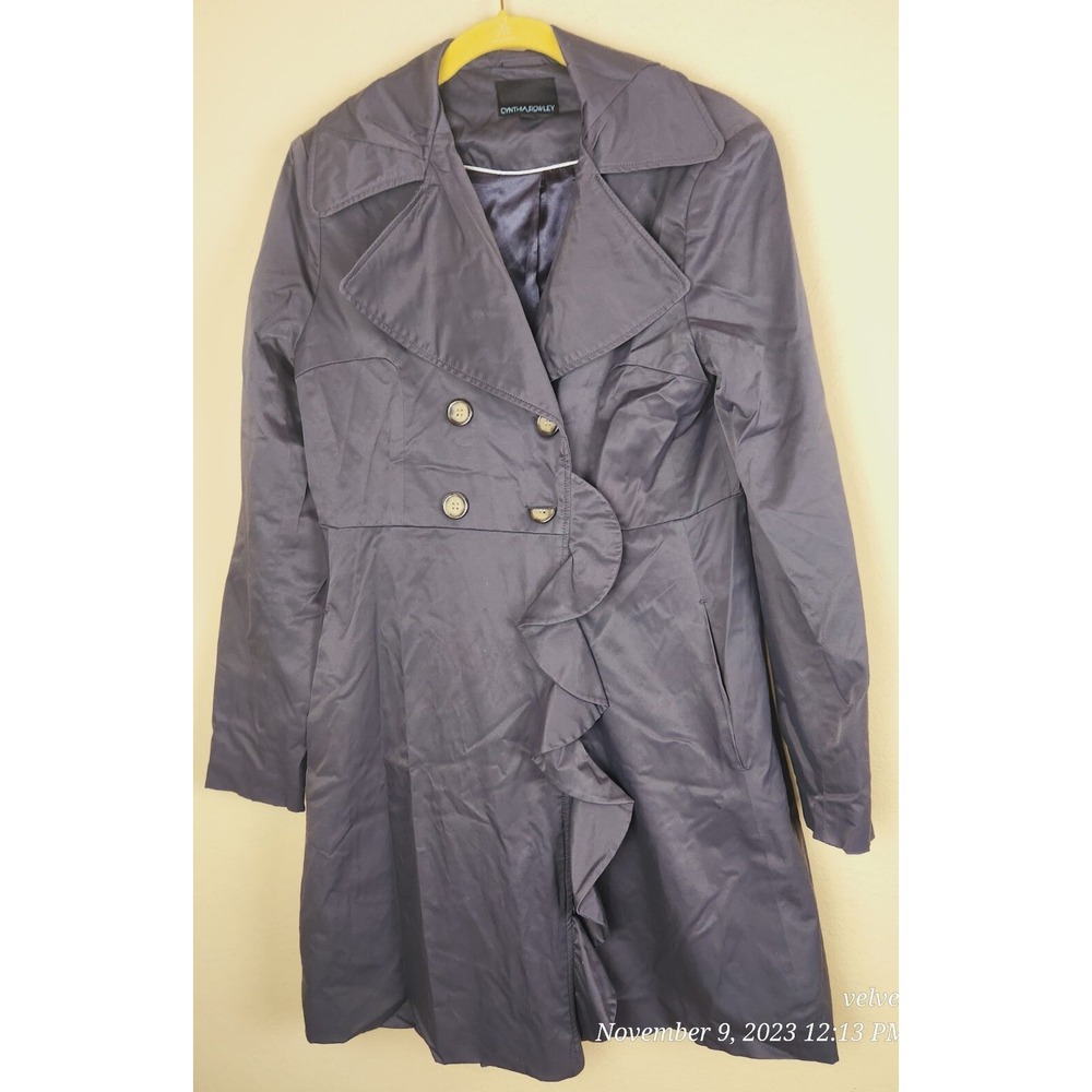 Cynthia Rowley Size Ladies Dress Coat Jacket Long Black Super Soft Light Scallop